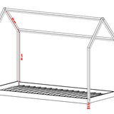 Hausbett Kinderbett 90x200 cm Bett mit Lattenrost Bed Kinder Jugendbett Einzelbett Spielbett Hausbett Himmel optional mit Matratze | weiß or natur Kiefer Holz massiv Junge Mädchen 200x90 cm