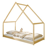 Hausbett Kinderbett 90x200 cm Bett mit Lattenrost Bed Kinder Jugendbett Hausbett Himmel optional mit Matratze | weiß or natur Kiefer Holz massiv Junge Mädchen 200x90 cm