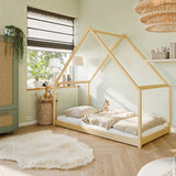 Hausbett Kinderbett 90x200 cm Bett mit Lattenrost Bed Kinder Jugendbett Hausbett Himmel optional mit Matratze | weiß or natur Kiefer Holz massiv Junge Mädchen 200x90 cm