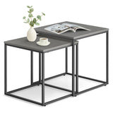 Table basse lot de 2 tables d'appoint rondes design loft 2 en 1 surface emboîtable résistante aux rayures, salon | 53cm et 43cm de large