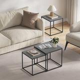 Table basse lot de 2 tables d'appoint rondes design loft 2 en 1 surface emboîtable résistante aux rayures, salon | 53cm et 43cm de large