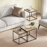 Table basse lot de 2 tables d'appoint rondes design loft 2 en 1 surface emboîtable résistante aux rayures, salon | 53cm et 43cm de large