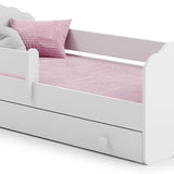 Kinderbett 70x140 & 80x160 cm mit Matratze und Schublade, Lattenrost & abnehmbarer Rausfallschutz Bett für Kinder Bett komplett Set Bed Rausfallschutz Kinderbett Jugendbett Einzelbett Komplettbett