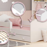 Kinderbett 70x140 & 80x160 cm mit Matratze und Schublade, Lattenrost & abnehmbarer Rausfallschutz Bett für Kinder Bett komplett Set Bed Rausfallschutz Kinderbett Jugendbett Einzelbett Komplettbett