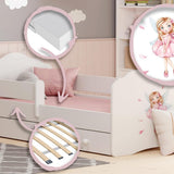 Kinderbett 70x140 & 80x160 cm mit Matratze und Schublade, Lattenrost & abnehmbarer Rausfallschutz Bett für Kinder Bett komplett Set Bed Rausfallschutz Kinderbett Jugendbett Einzelbett Komplettbett