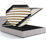 Lit rembourré 140x200 | 160x200 cm avec espace de rangement et sommier à lattes en métal Lit double avec coffre de lit hydraulique Lit rembourré Lit coffre Cadre de lit stable