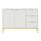 Commode avec 3 tiroirs et 2 armoires, buffet moderne, structure en acier