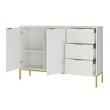 Commode avec 3 tiroirs et 2 armoires, buffet moderne, structure en acier