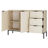 Commode avec 3 tiroirs et 2 armoires, buffet moderne, structure en acier
