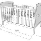 Babybett Kinderbett 70x140 cm mit Matratze umbaubares Gitterbett höhenverstellbar | baby bed weiss Made in Europe 140x70