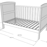 Babybett Kinderbett 70x140 cm mit Matratze umbaubares Gitterbett höhenverstellbar | baby bed weiss Made in Europe 140x70