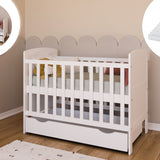 Babybett Kinderbett 70x140 cm mit Matratze umbaubares Gitterbett höhenverstellbar | baby bed weiss Made in Europe 140x70