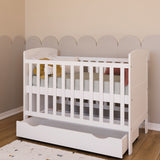 Babybett Kinderbett 70x140 cm mit Matratze umbaubares Gitterbett höhenverstellbar | baby bed weiss Made in Europe 140x70
