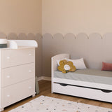 Babybett Kinderbett 70x140 cm mit Matratze umbaubares Gitterbett höhenverstellbar | baby bed weiss Made in Europe 140x70