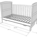 Babybett Kinderbett 70x140 cm mit Matratze umbaubares Gitterbett höhenverstellbar | baby bed weiss Made in Europe 140x70