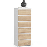 Kommode mit 6 Schubladen Kommode Schlafzimmer Flur  Wohnzimmer Organizer Kommode mit Schubladen 40 cm breit 109 cm hoch | Holz Highboard Sideboard Mehrzweckschrank Schrank schmal