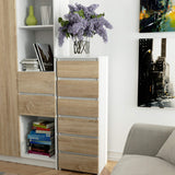 Kommode mit 6 Schubladen Kommode Schlafzimmer Flur  Wohnzimmer Organizer Kommode mit Schubladen 40 cm breit 109 cm hoch | Holz Highboard Sideboard Mehrzweckschrank Schrank schmal