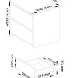 Commode avec deux tiroirs de 40 cm de hauteur et 40 cm de largeur, séjour, chambre, couloir, placard, buffet, buffet haut, beaucoup d'espace de rangement.