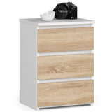 Commode à trois tiroirs, élégante, pour intérieurs minimalistes, 40x35x57cm, salon, chambre, couloir, placard, buffet, buffet haut, nombreux rangements, blanc
