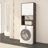 Meuble lave-linge 64x30x180cm, meuble haut de salle de bain, avec 2 portes et 4 étagères meuble de salle de bain étagère de salle de bain couloir