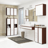Meuble lave-linge 64x30x180cm, meuble haut de salle de bain, avec 2 portes et 4 étagères meuble de salle de bain étagère de salle de bain couloir