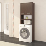 Meuble lave-linge 64x30x180cm, meuble haut de salle de bain, avec 2 portes et 4 étagères meuble de salle de bain étagère de salle de bain couloir