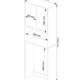 Meuble lave-linge 64x30x180cm, meuble haut de salle de bain, avec 2 portes et 4 étagères meuble de salle de bain étagère de salle de bain couloir