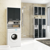 Meuble lave-linge 64x30x180cm, meuble haut de salle de bain, avec 2 portes et 4 étagères meuble de salle de bain étagère de salle de bain couloir