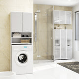 Meuble lave-linge 64x30x180cm, meuble haut de salle de bain, avec 2 portes et 4 étagères meuble de salle de bain étagère de salle de bain couloir