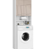 Meuble lave-linge 64x30x180cm, meuble haut de salle de bain, avec 2 portes et 4 étagères meuble de salle de bain étagère de salle de bain couloir