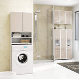 Meuble lave-linge 64x30x180cm, meuble haut de salle de bain, avec 2 portes et 4 étagères meuble de salle de bain étagère de salle de bain couloir