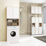 Meuble lave-linge 64x30x180cm, meuble haut de salle de bain, avec 2 portes et 4 étagères meuble de salle de bain étagère de salle de bain couloir