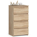 Commode à quatre tiroirs, élégante, pour intérieurs minimalistes, 74 cm de hauteur et 40 cm de largeur, salon, chambre, couloir, placard, buffet, buffet haut, nombreux rangements, blanc