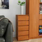 Commode à cinq tiroirs, élégante, pour intérieur minimaliste, 92 cm de hauteur et 40 cm de largeur, salon, chambre, couloir, placard, buffet, buffet haut, nombreux rangements