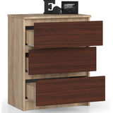 Kommode mit drei Schubladen 60 cm breit, Wohnzimmer, Schlafzimmer, Flur, Schrank, Sideboard, Highboard, viel Stauraum