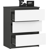 Kommode mit drei Schubladen 60 cm breit, Wohnzimmer, Schlafzimmer, Flur, Schrank, Sideboard, Highboard, viel Stauraum