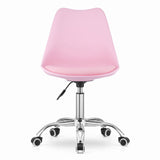 Chaise de bureau pivotante à roulettes, chaise de bureau réglable en hauteur en polypropylène et coussin en simili cuir, cadre chromé, 56,5 x 48,5 x 91,5 cm 