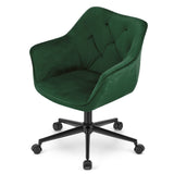 Drehstuhl mit voll drehbarem, gepolstertem Samtsitz, höhenverstellbar 79,5-88,5 cm, ergonomisches Design für Heimstudio oder Kinderzimmer, bequemes Sitzen, 5-armiges Metallgestell auf Rollen