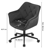 Drehstuhl mit voll drehbarem, gepolstertem Samtsitz, höhenverstellbar 79,5-88,5 cm, ergonomisches Design für Heimstudio oder Kinderzimmer, bequemes Sitzen, 5-armiges Metallgestell auf Rollen