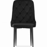 Chaise de salle à manger, chaise de cuisine, chaise de bureau, siège en velours avec pieds en métal noir, charge de siège de 120 kg, siège ergonomique confortable rembourré en velours doux, pieds noirs