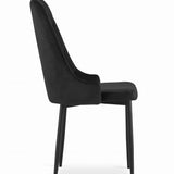 Chaise de salle à manger, chaise de cuisine, chaise de bureau, siège en velours avec pieds en métal noir, charge de siège de 120 kg, siège ergonomique confortable rembourré en velours doux, pieds noirs