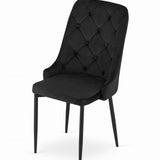 Chaise de salle à manger, chaise de cuisine, chaise de bureau, siège en velours avec pieds en métal noir, charge de siège de 120 kg, siège ergonomique confortable rembourré en velours doux, pieds noirs