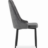 Chaise de salle à manger, chaise de cuisine, chaise de bureau, siège en velours avec pieds en métal noir, charge de siège de 120 kg, siège ergonomique confortable rembourré en velours doux, pieds noirs