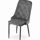 Chaise de salle à manger, chaise de cuisine, chaise de bureau, siège en velours avec pieds en métal noir, charge de siège de 120 kg, siège ergonomique confortable rembourré en velours doux, pieds noirs