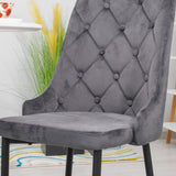 Chaise de salle à manger, chaise de cuisine, chaise de bureau, siège en velours avec pieds en métal noir, charge de siège de 120 kg, siège ergonomique confortable rembourré en velours doux, pieds noirs