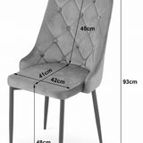 Chaise de salle à manger, chaise de cuisine, chaise de bureau, siège en velours avec pieds en métal noir, charge de siège de 120 kg, siège ergonomique confortable rembourré en velours doux, pieds noirs