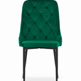 Chaise de salle à manger, chaise de cuisine, chaise de bureau, siège en velours avec pieds en métal noir, charge de siège de 120 kg, siège ergonomique confortable rembourré en velours doux, pieds noirs