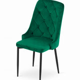 Chaise de salle à manger, chaise de cuisine, chaise de bureau, siège en velours avec pieds en métal noir, charge de siège de 120 kg, siège ergonomique confortable rembourré en velours doux, pieds noirs