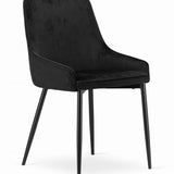 Chaise rembourrée, chaise de salle à manger, chaise de salon rembourrée, chaise avec pieds en métal, revêtement et assise en velours avec pieds noirs