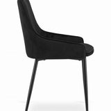 Chaise rembourrée, chaise de salle à manger, chaise de salon rembourrée, chaise avec pieds en métal, revêtement et assise en velours avec pieds noirs
